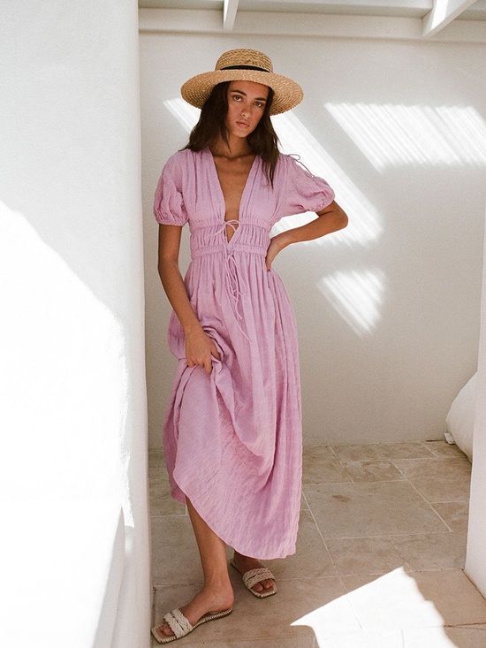 Sabo Skirt Dresses & Skirts - SABO Lilac Textured Cottage Maxi Dress Size S Vacation Romance